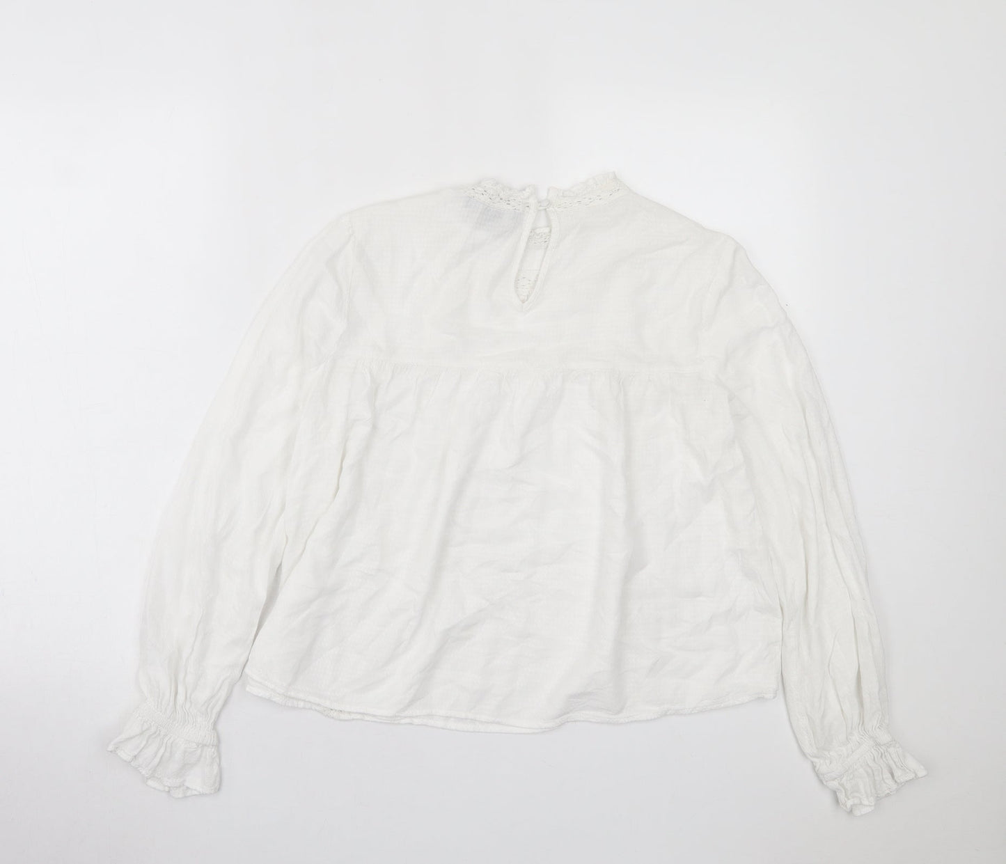 Primark Womens White  Viscose Basic T-Shirt Size 10 Crew Neck