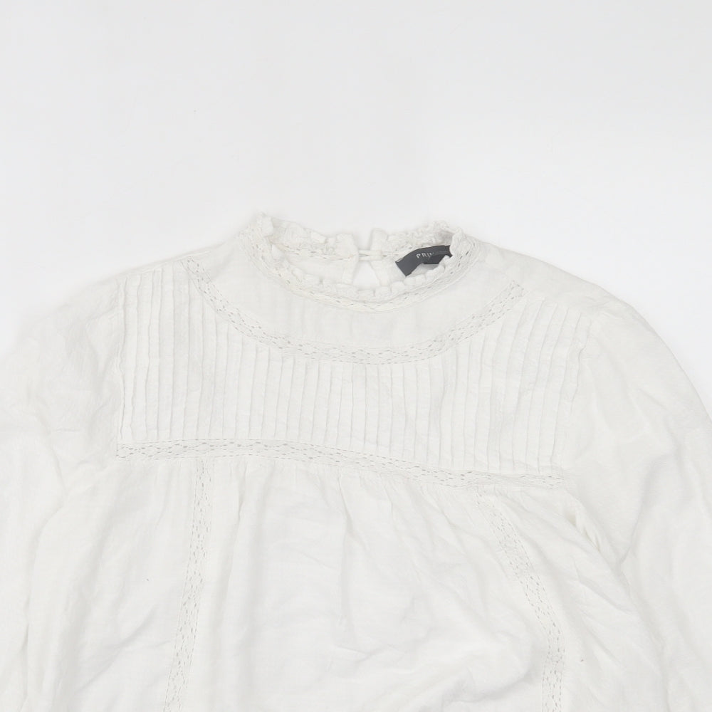 Primark Womens White  Viscose Basic T-Shirt Size 10 Crew Neck