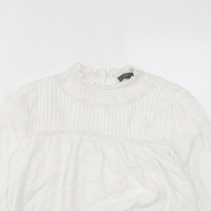 Primark Womens White  Viscose Basic T-Shirt Size 10 Crew Neck