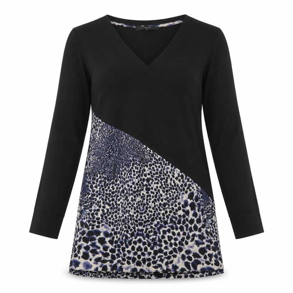 NEXT Womens Black Animal Print Polyester A-Line  Size 12  Crew Neck Pullover