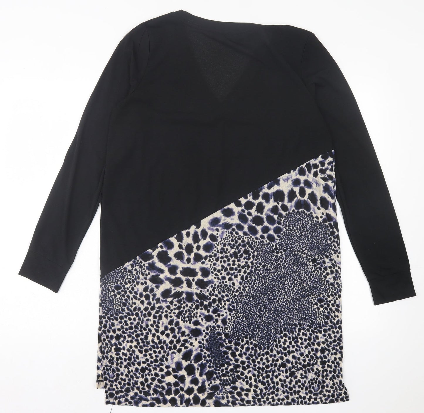 NEXT Womens Black Animal Print Polyester A-Line  Size 12  Crew Neck Pullover