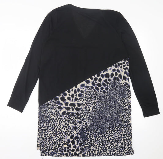 NEXT Womens Black Animal Print Polyester A-Line  Size 12  Crew Neck Pullover