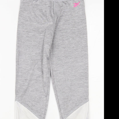 Reebok Womens Grey Colourblock Polyester Compression Leggings Size 8 L24 in Regular