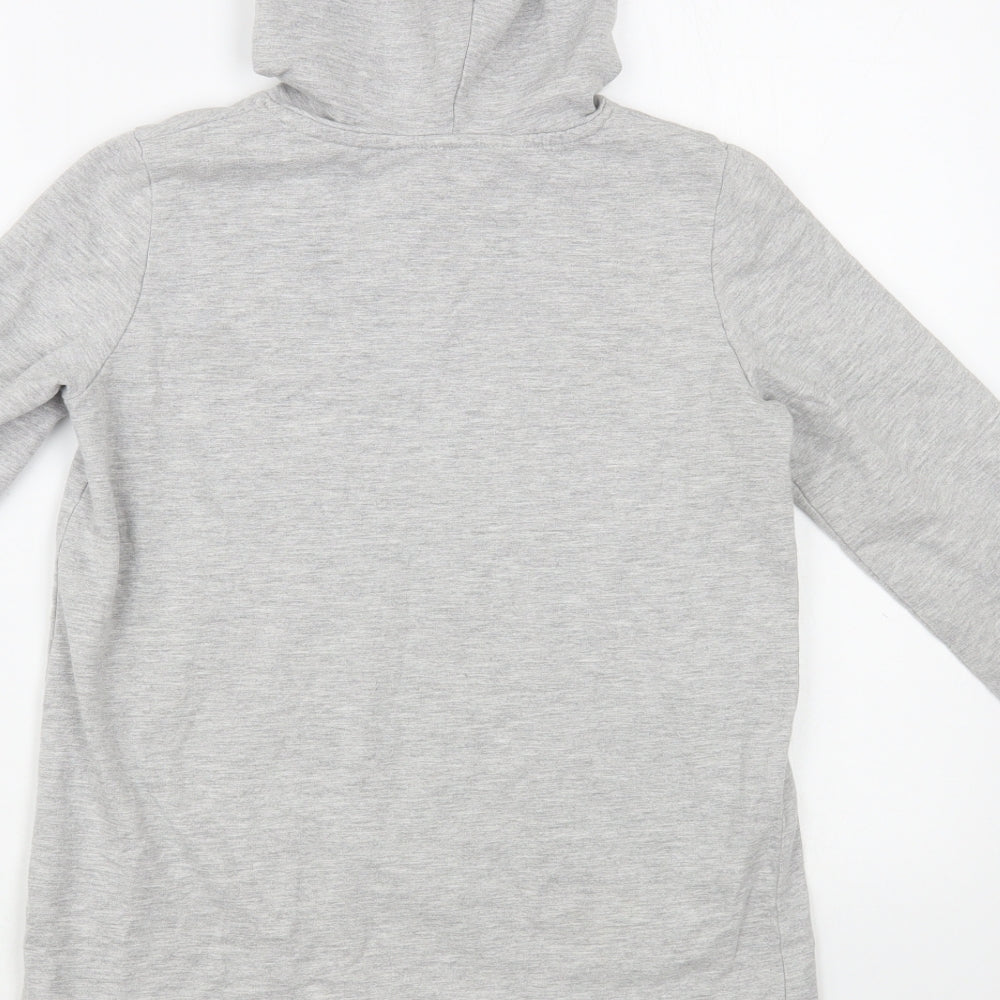 H&M Girls Grey  Cotton Tunic Hoodie Size 10-11 Years  Pullover - Unicorn