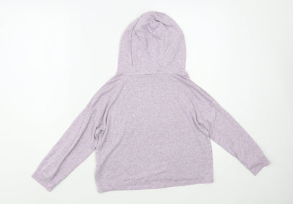 Marks and Spencer Girls Purple  Viscose Pullover Hoodie Size 8-9 Years  Pullover