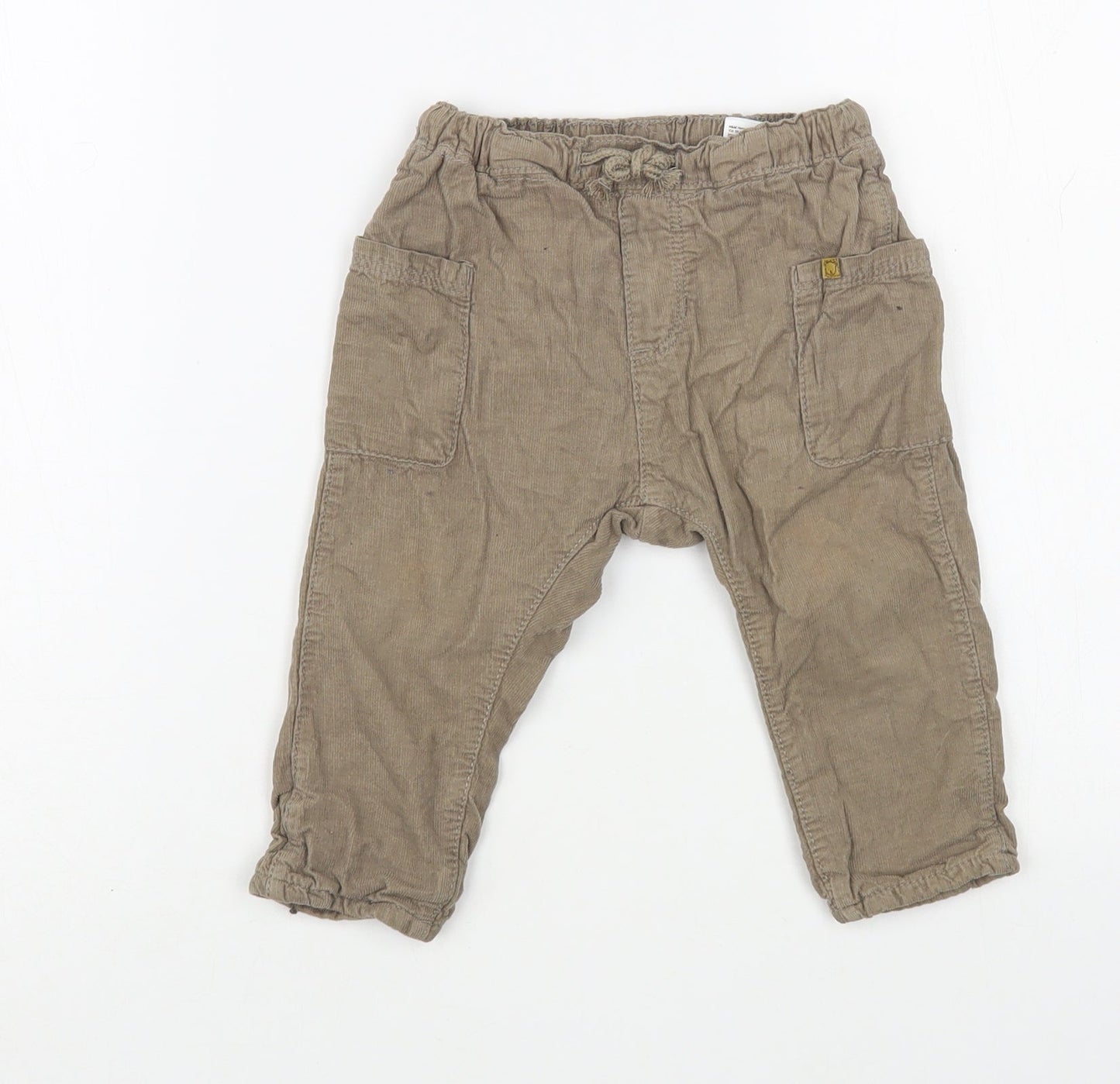 H&M Baby Beige  Cotton Cargo Trousers Size 9-12 Months
