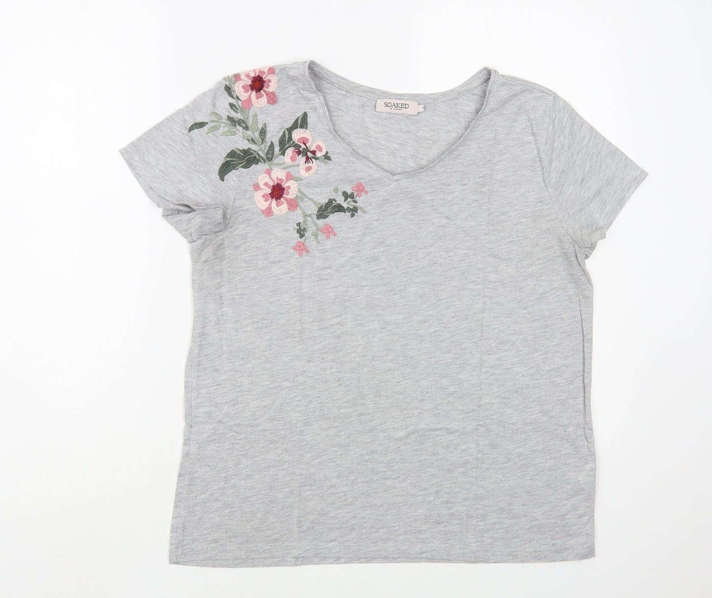 Womens UK Size S Soaked in Luxury Grey Basic T-Shirt