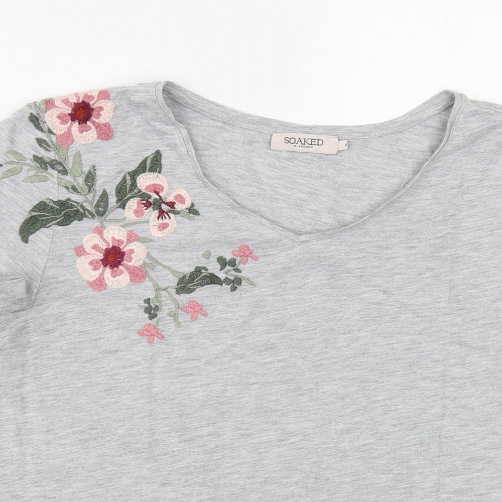 Womens UK Size S Soaked in Luxury Grey Basic T-Shirt