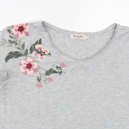 Womens UK Size S Soaked in Luxury Grey Basic T-Shirt