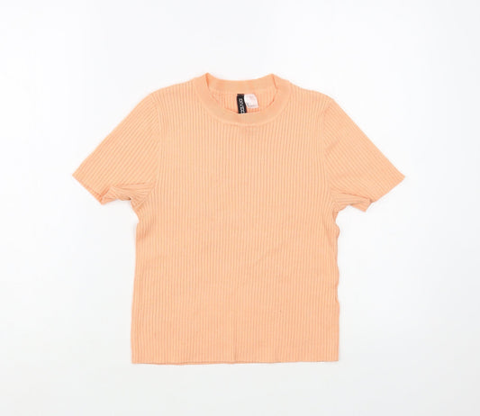 Womens UK Size S H&M Pink Basic T-Shirt