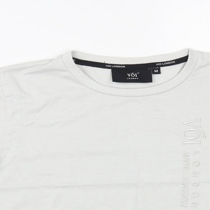Voi  Womens Grey  Cotton Basic T-Shirt Size M Crew Neck