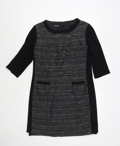 Gerry Weber Womens Black  Viscose Shift  Size 12  Boat Neck Zip