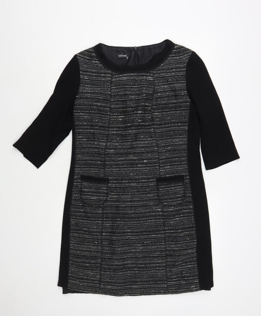 Gerry Weber Womens Black  Viscose Shift  Size 12  Boat Neck Zip