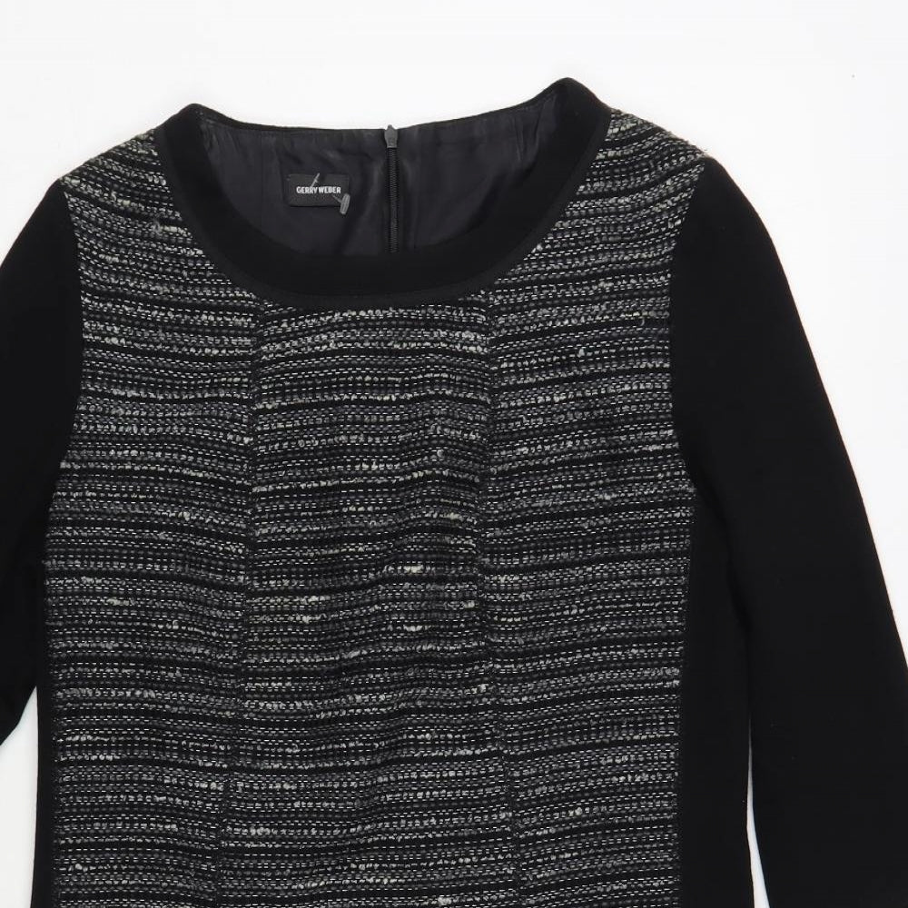 Gerry Weber Womens Black  Viscose Shift  Size 12  Boat Neck Zip