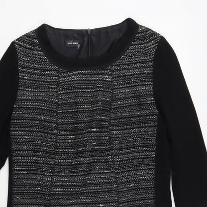 Gerry Weber Womens Black  Viscose Shift  Size 12  Boat Neck Zip
