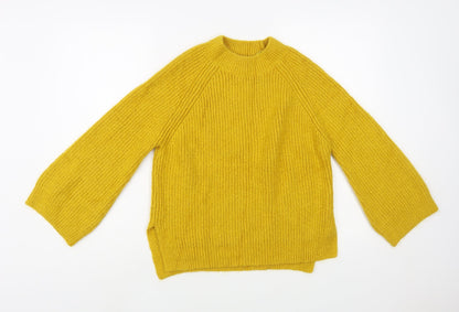 Primark Womens Yellow Mock Neck  Acrylic Pullover Jumper Size 10