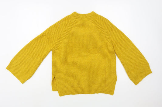 Primark Womens Yellow Mock Neck  Acrylic Pullover Jumper Size 10