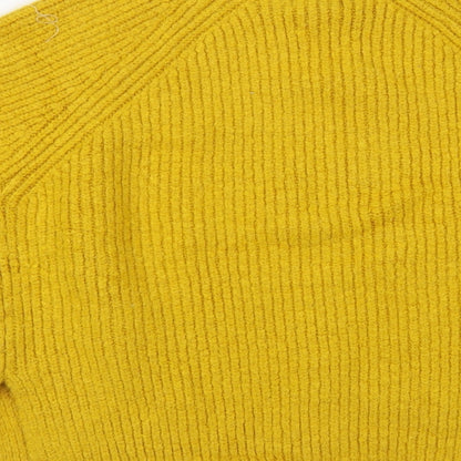 Primark Womens Yellow Mock Neck  Acrylic Pullover Jumper Size 10