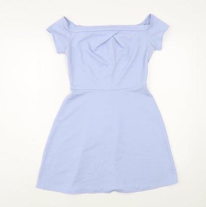 Love Womens Blue  Polyester Fit & Flare  Size S  Off the Shoulder Zip