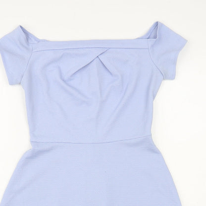 Love Womens Blue  Polyester Fit & Flare  Size S  Off the Shoulder Zip