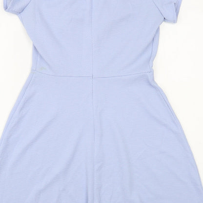 Love Womens Blue  Polyester Fit & Flare  Size S  Off the Shoulder Zip