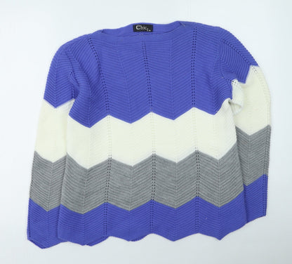 Womens UK Size S CHIC Multicoloured Pullover Jumper