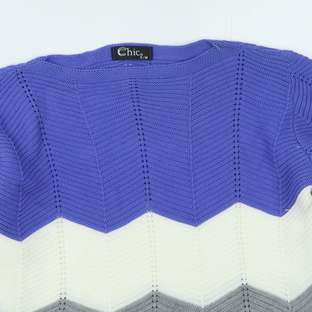 Womens UK Size S CHIC Multicoloured Pullover Jumper