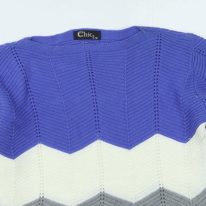 Womens UK Size S CHIC Multicoloured Pullover Jumper