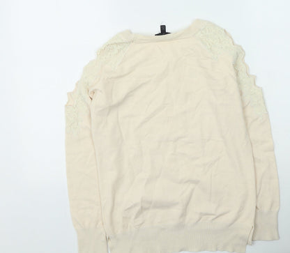 Womens UK Size 6 Topshop Beige Pullover Jumper