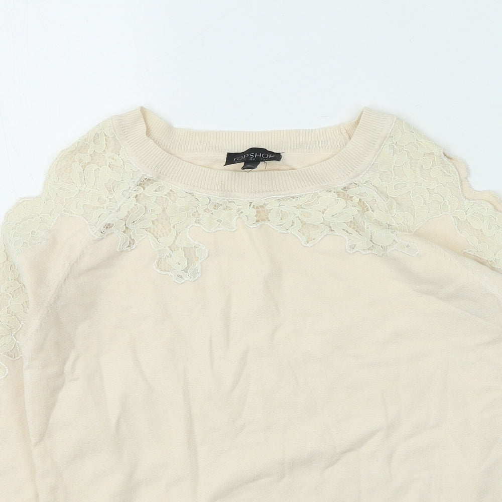 Womens UK Size 6 Topshop Beige Pullover Jumper