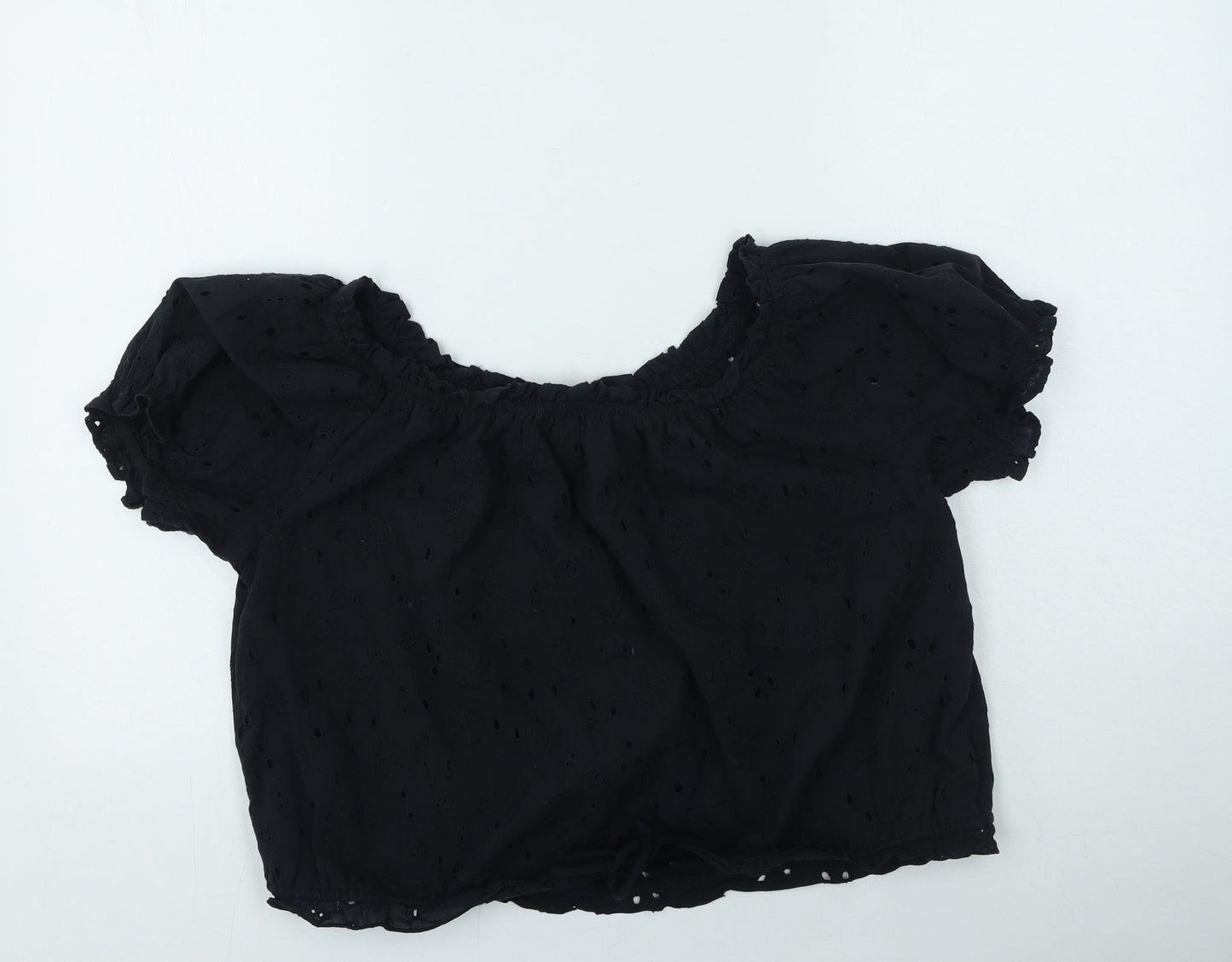 George  Womens Black  Cotton Basic T-Shirt Size M Off the Shoulder