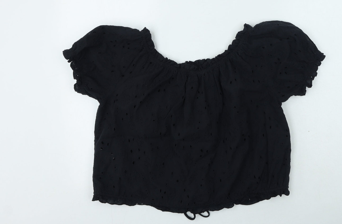 George  Womens Black  Cotton Basic T-Shirt Size M Off the Shoulder