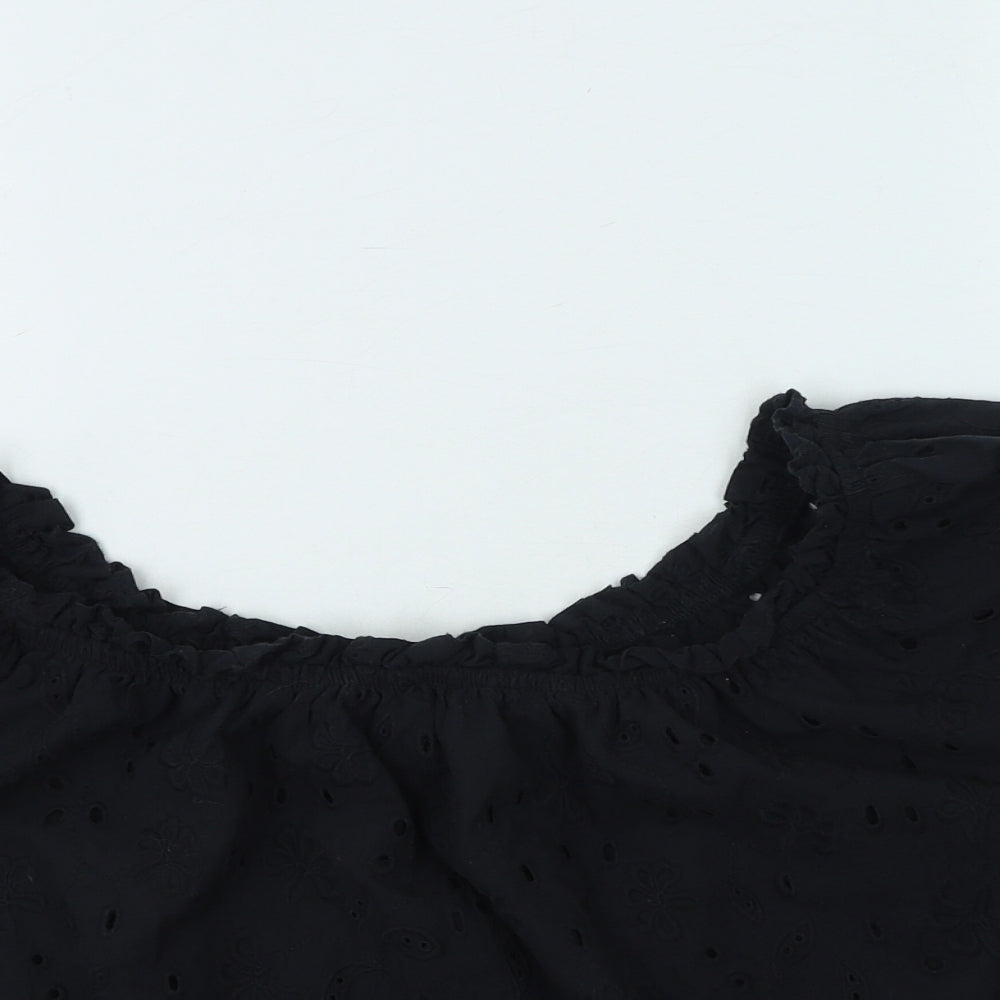 George  Womens Black  Cotton Basic T-Shirt Size M Off the Shoulder