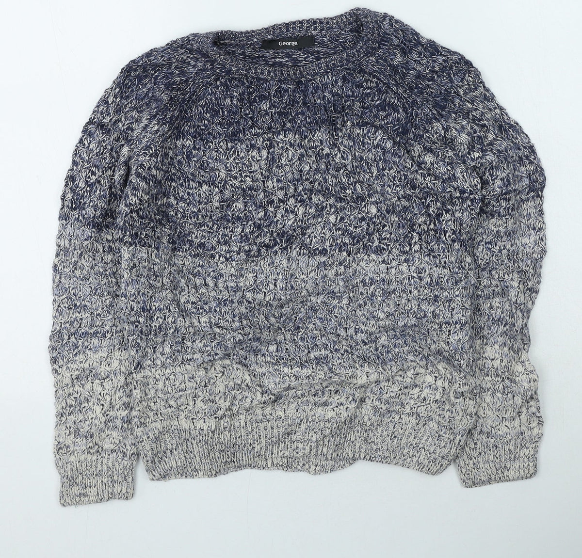 George  Boys Blue Round Neck  Acrylic Pullover Jumper Size M