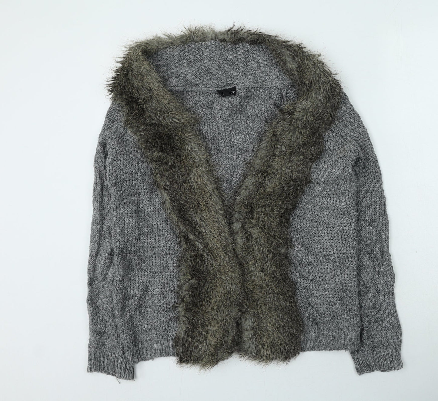 Womens UK Size 8 Topshop Grey Cardigan Jumper