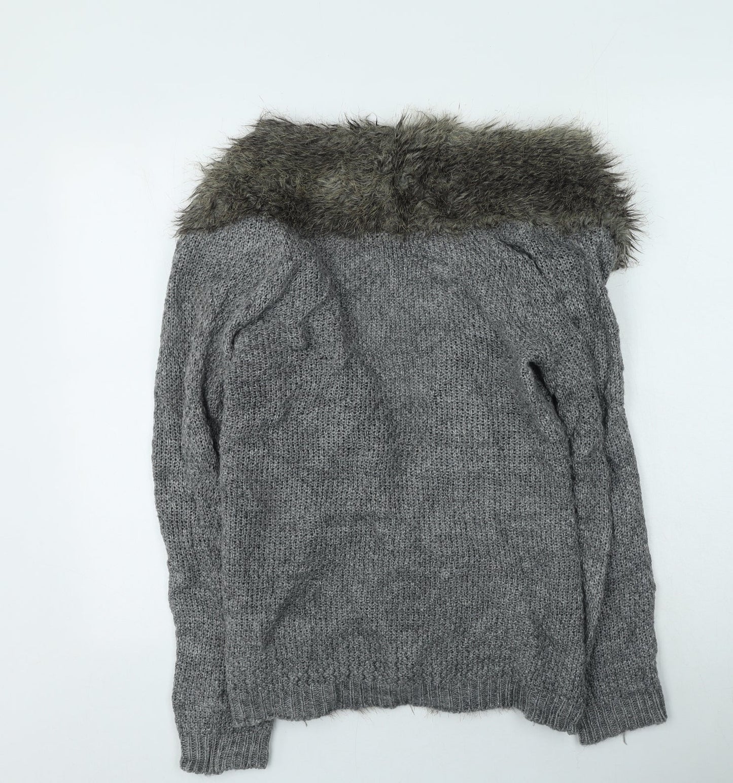 Womens UK Size 8 Topshop Grey Cardigan Jumper