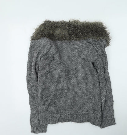 Womens UK Size 8 Topshop Grey Cardigan Jumper