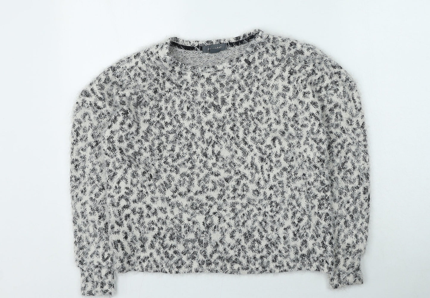 Primark Womens Grey Round Neck Animal Print Polyester Pullover Jumper Size 4