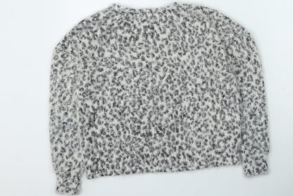 Primark Womens Grey Round Neck Animal Print Polyester Pullover Jumper Size 4