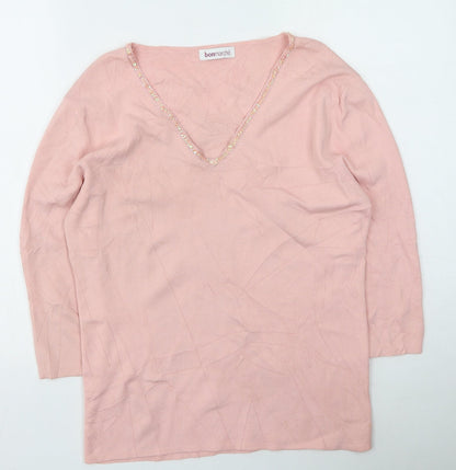 Womens UK Size M Bonmarché Pink Pullover Jumper