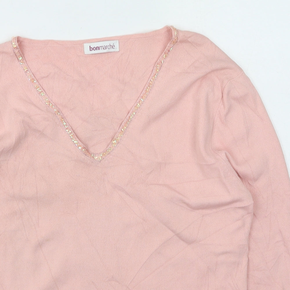 Womens UK Size M Bonmarché Pink Pullover Jumper
