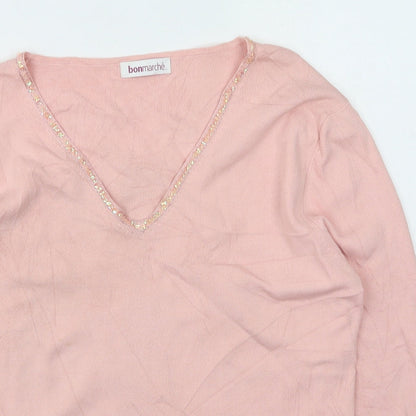 Womens UK Size M Bonmarché Pink Pullover Jumper