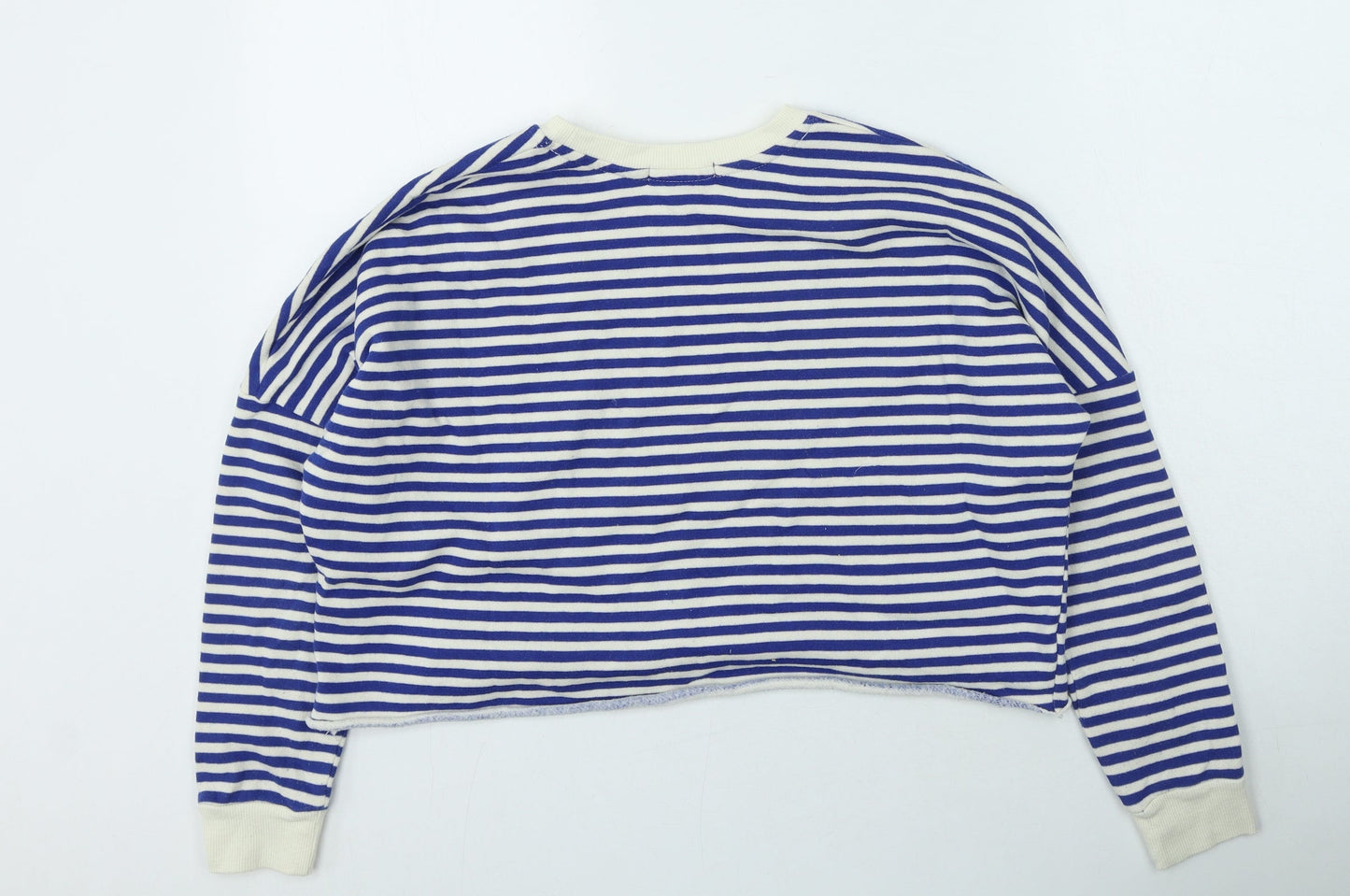 Primark Womens Blue Round Neck Striped Cotton Pullover Jumper Size 8