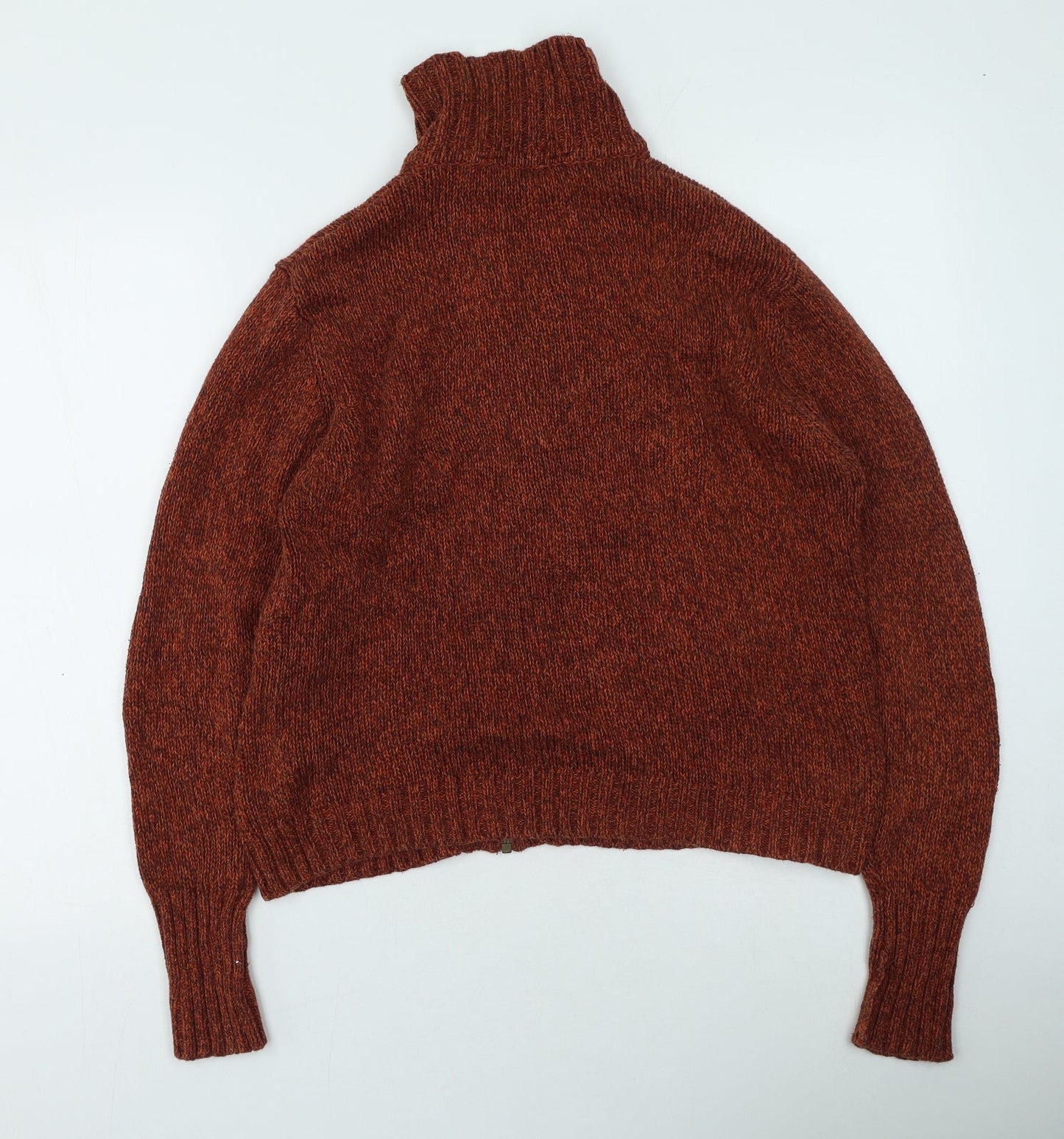 Marks and Spencer Mens Orange Round Neck  Cotton Full Zip Jumper