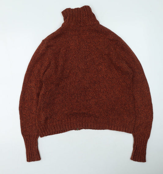 Marks and Spencer Mens Orange Round Neck  Cotton Full Zip Jumper