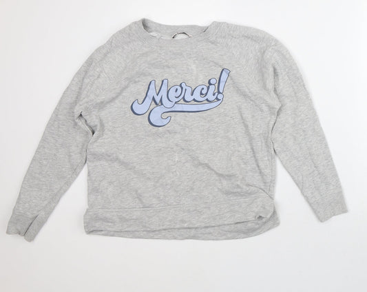 TU Womens Grey Crew Neck  Cotton Pullover Jumper Size 10   - Merci