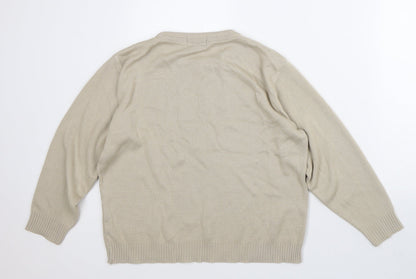MerryGold Womens Beige Crew Neck  Acrylic Pullover Jumper Size S