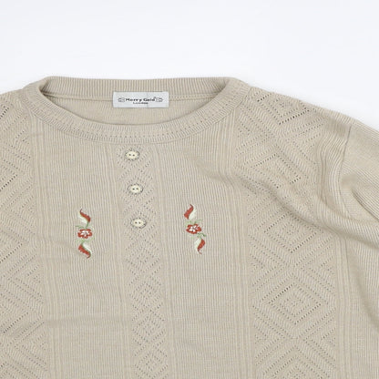 MerryGold Womens Beige Crew Neck  Acrylic Pullover Jumper Size S