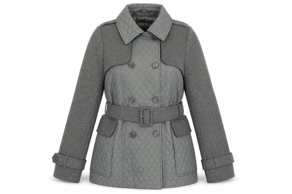 Womens UK Size 8 Warehouse Grey Quilted Coat
