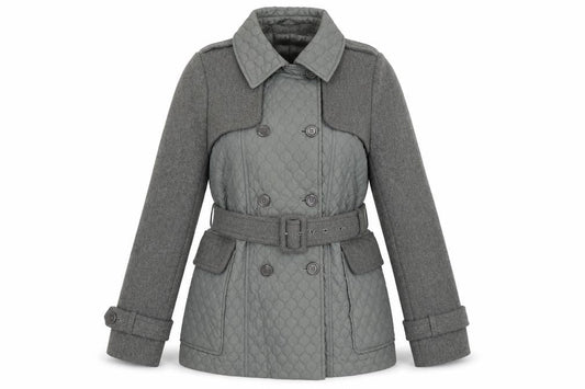 Womens UK Size 8 Warehouse Grey Quilted Coat